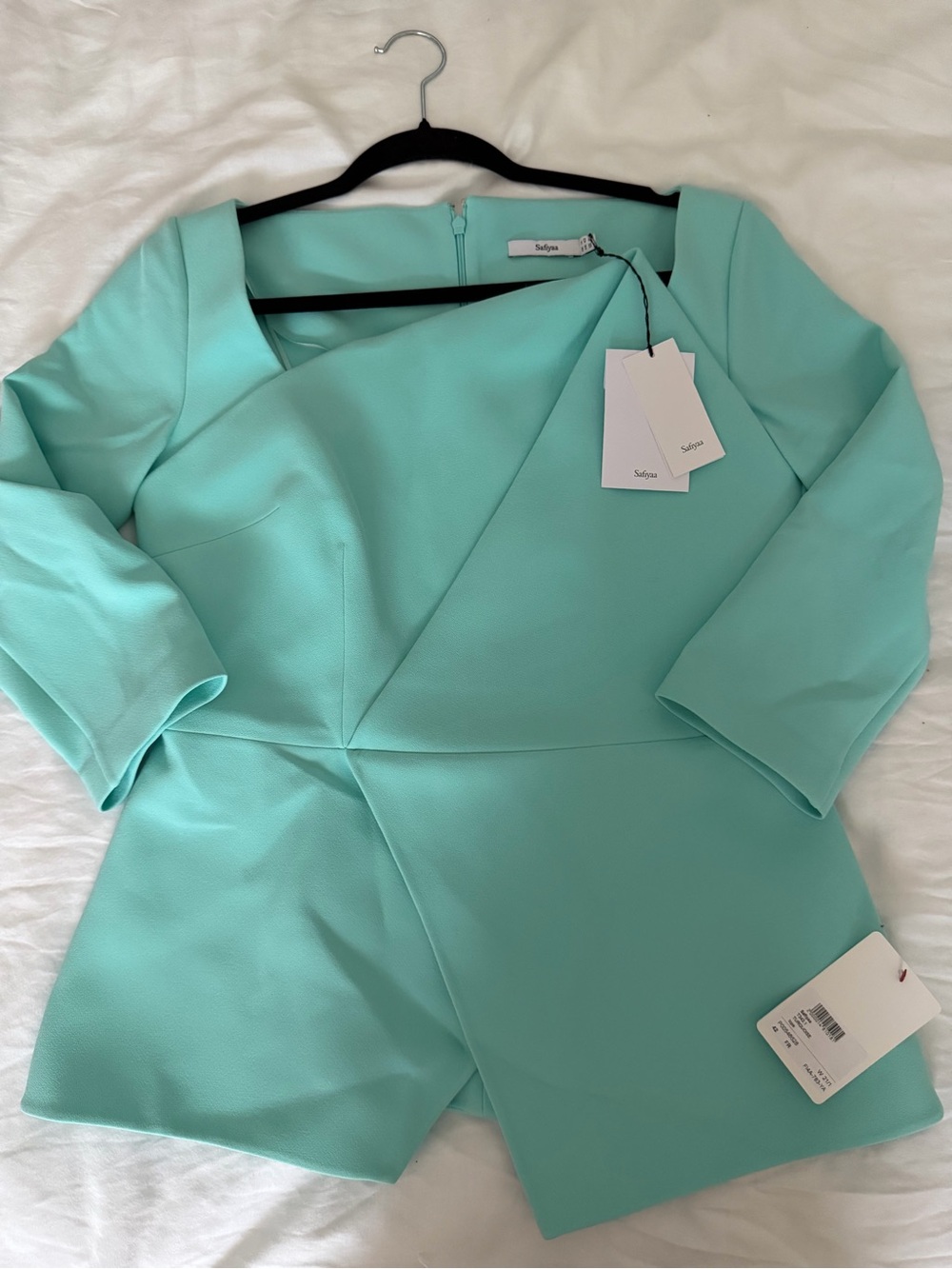 Safiyaa Mint Green Long Sleeve Wrap Dress